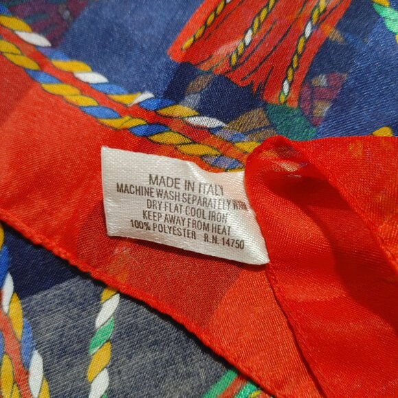 Capezio Accessories Italian Scarf Tassel Rope Print Polyester Multicolor Red - Picture 5 of 9